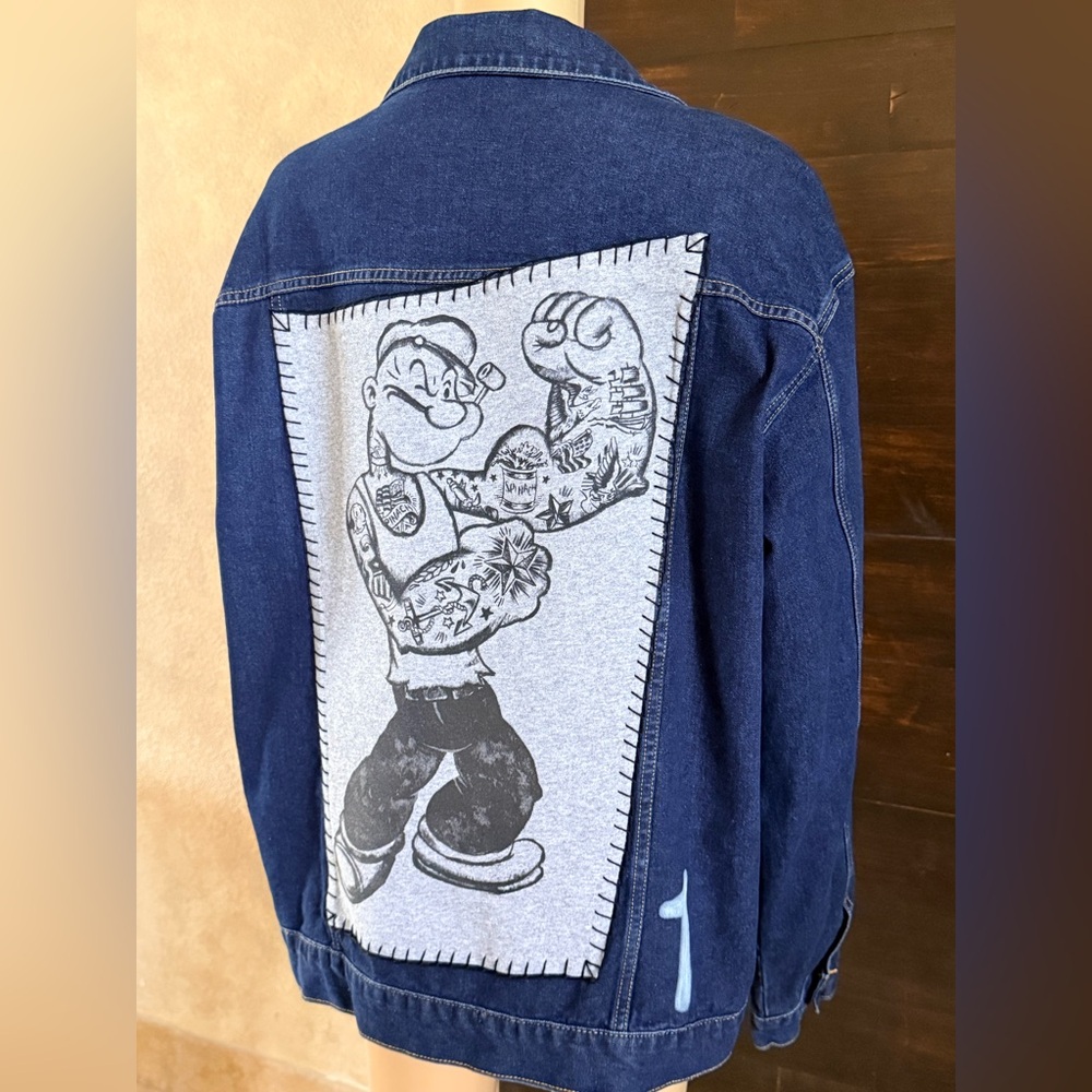 Upcycled Dazy Popeye Denim Jacket Size XL
